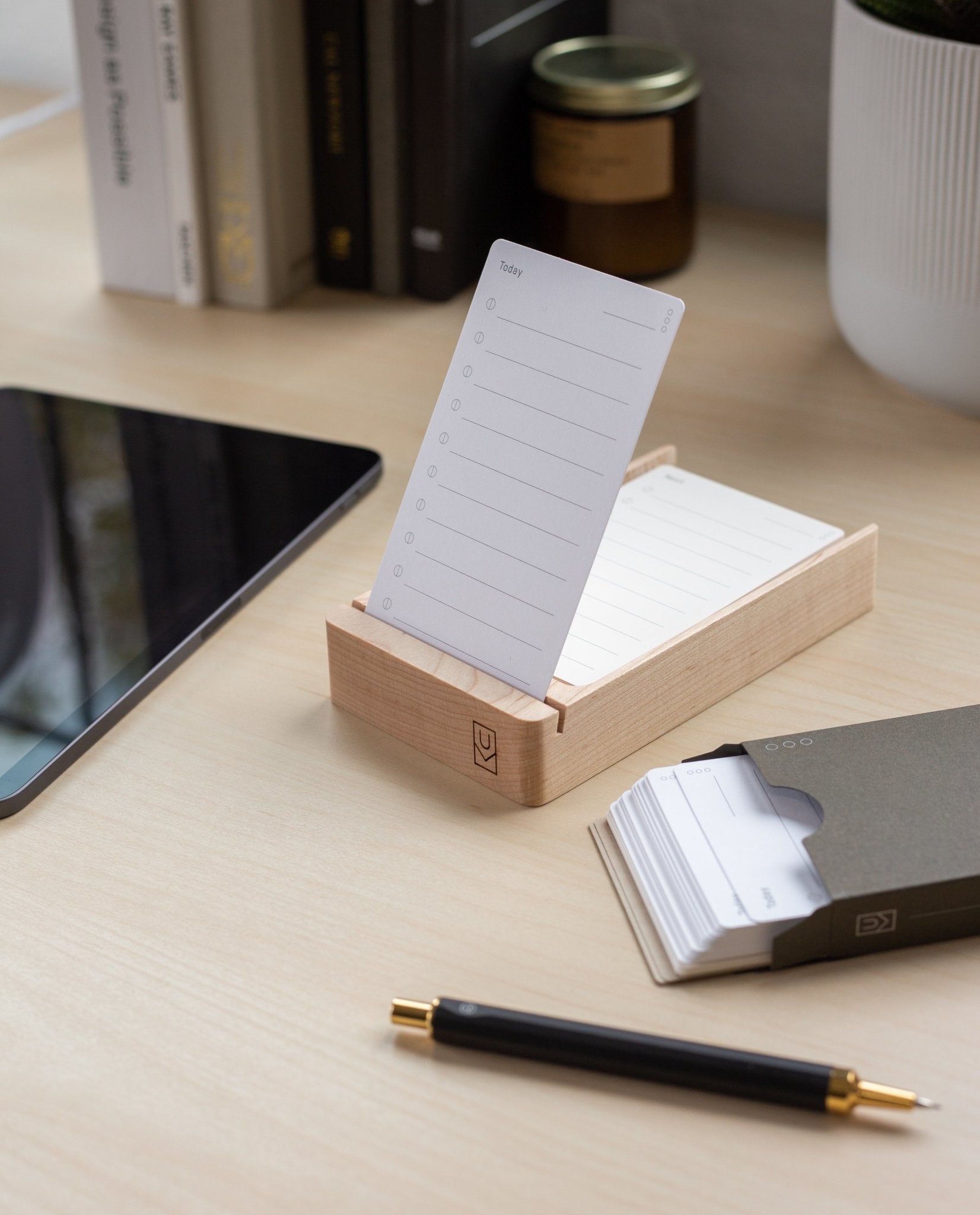 Analog Wood Card Holder
